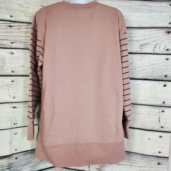 Maurices M Leopard Striped Pullover Sweatshirt Pink Tan Animal Print Long Sleeve - Picture 4 of 7